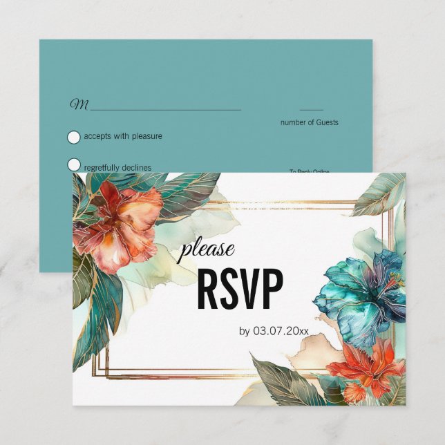 Mit der Diätauswahl Hibiskus Serenade Paradies RSVP Karte (Vorne/Hinten)