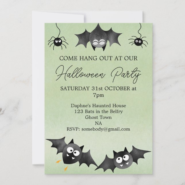 Mit der Fledermauseinladung ausspannen Einladung (Vorderseite)