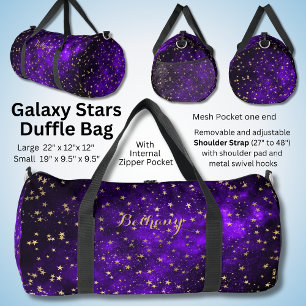 Mit der Gold Stars Galaxy den Namen Schwarz Lila h Duffle Bag