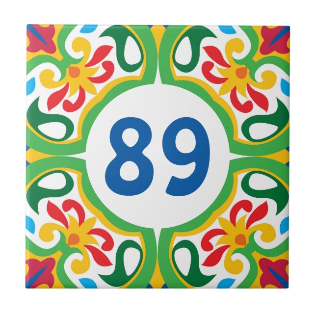 mit der Hausnummer Azulejos, dekorative Muster, Fliese (Vorderseite)