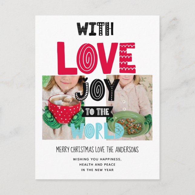 MIT DER LIEBE FREUEN SIE SICH AUF DAS FOTO Folk Ar Postkarte (Vorderseite)