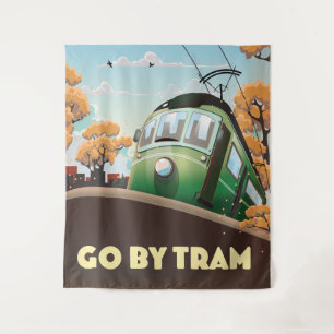 Mit der Straßenbahn fahren Wandteppich