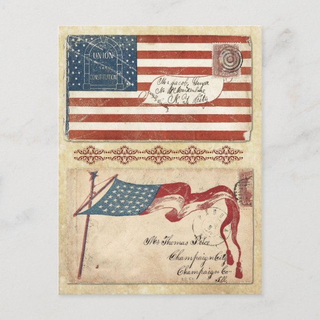 Mit der U.S. Flag eingefügte Zivile Kriegsumschläg Postkarte (Vorderseite)