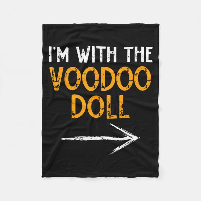 mit der Voodoo-Puppe Halloween-Paar Fleecedecke (Vorderseite)