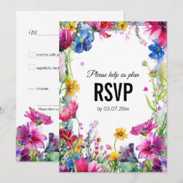 💍 mit Diätauswahl Meadow Blooms RSVP-Karte Einladung