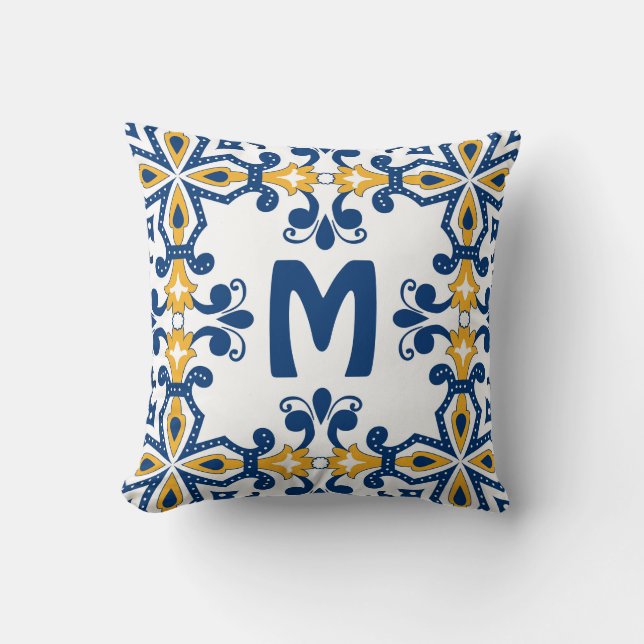 Mit 💛, die in den Farben blau und gelb 💙 Azulejo Kissen (Vorderseite)