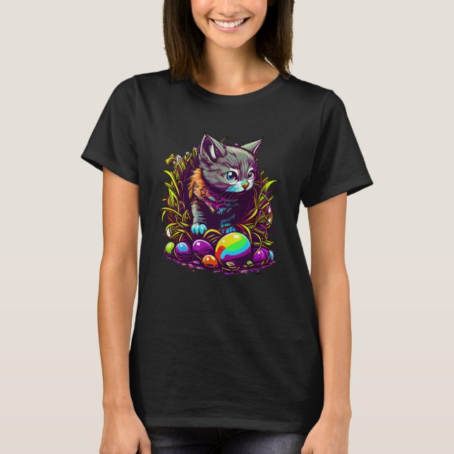 Mit dieser niedlichen Chat Illust ist Ostermode le T-Shirt (Vorderseite)