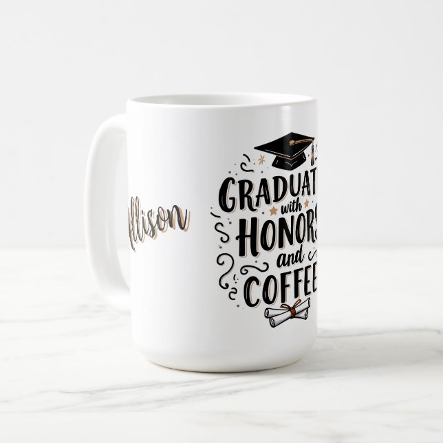 mit Ehren und Kaffee abgebildet Kaffeetasse (Vorderseite Links)