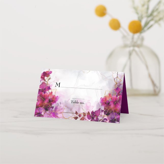 💍 mit eigenem Text Fuchsia Verzauberungsfarbe Platzkarte (Vorderseite)