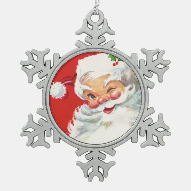 Mit einem Augenzwinkern - Weihnachtsgeschmack Schneeflocken Zinn-Ornament (Vorderseite)