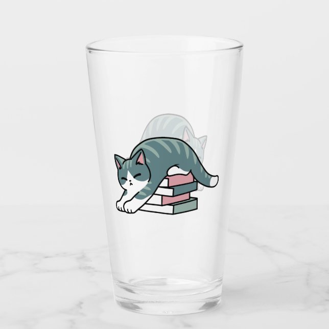 Mit einem Buch und einer Katze aufgerollt - Gemütl Glas (Vorderseite)