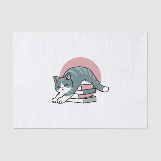 Mit einem Buch und einer Katze aufgerollt - Gemütl Seidenpapier (Vorderseite)
