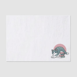 Mit einem Buch und einer Katze aufgerollt - Gemütl Seidenpapier