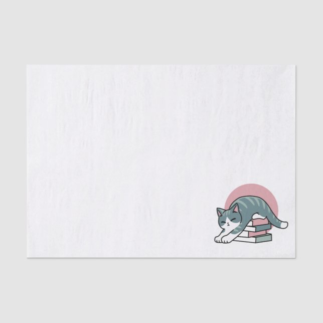 Mit einem Buch und einer Katze aufgerollt - Gemütl Seidenpapier (Vorderseite)