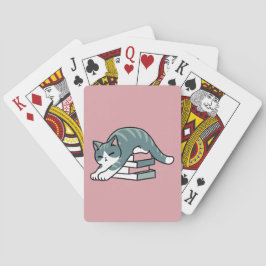 Mit einem Buch und einer Katze aufgerollt - Gemütl Spielkarten