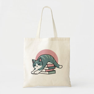 Mit einem Buch und einer Katze aufgerollt - Gemütl Tragetasche