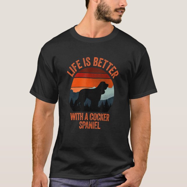 Mit einem Cocker Spaniel Vintag bekümmert T-Shirt (Vorderseite)