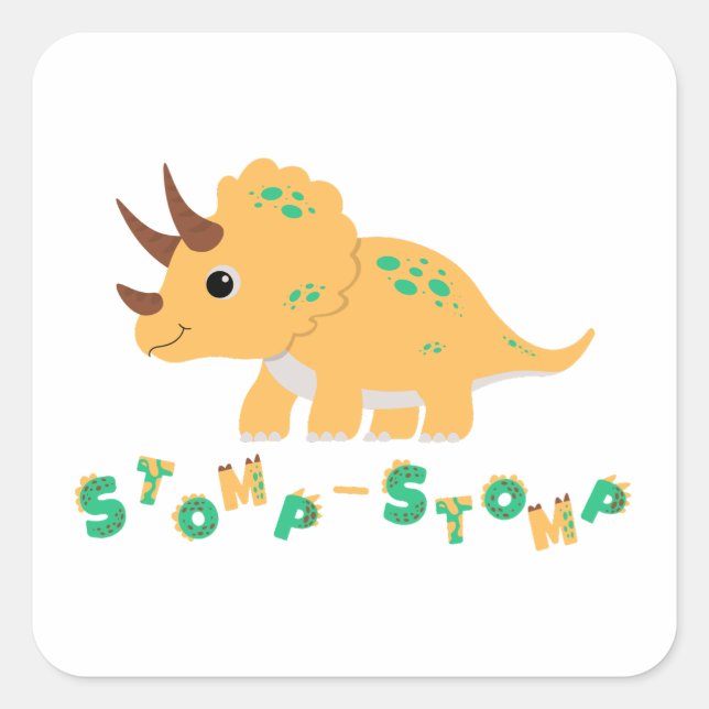 Mit einem Dino-Mite Party in den Spaß schwingen! Quadratischer Aufkleber (Vorderseite)