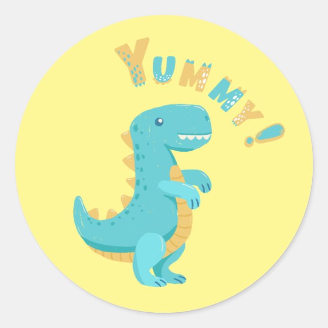 Mit einem Dino-Mite Party in den Spaß schwingen! Runder Aufkleber (Vorderseite)
