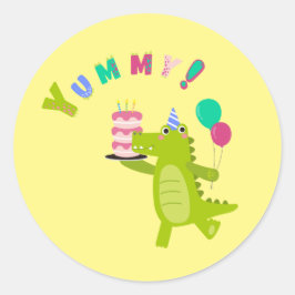 Mit einem Dino-Mite Party in den Spaß schwingen! Runder Aufkleber