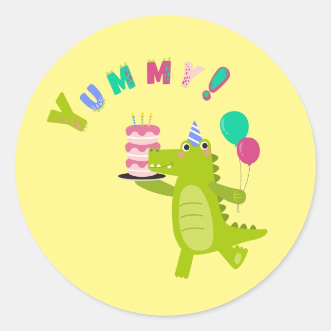 Mit einem Dino-Mite Party in den Spaß schwingen! Runder Aufkleber (Vorderseite)