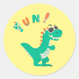 Mit einem Dino-Mite Party in den Spaß schwingen! Runder Aufkleber