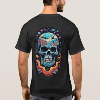 Mit einem farbenfrohen Schädel-T - Shirt davor