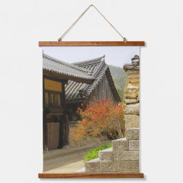 Mit einem Foto von Südkorea, Vertica Wandteppich Mit Holzrahmen