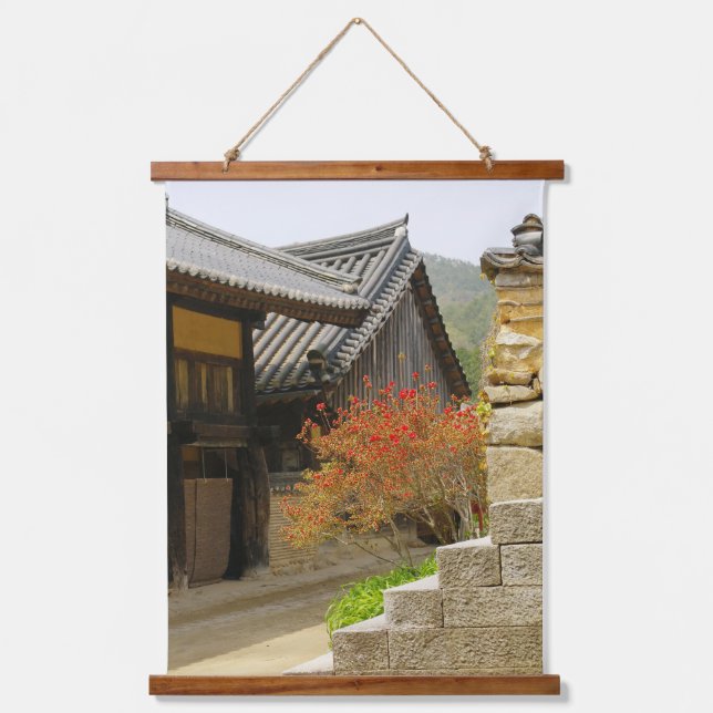 Mit einem Foto von Südkorea, Vertica Wandteppich Mit Holzrahmen (Vorderseite)