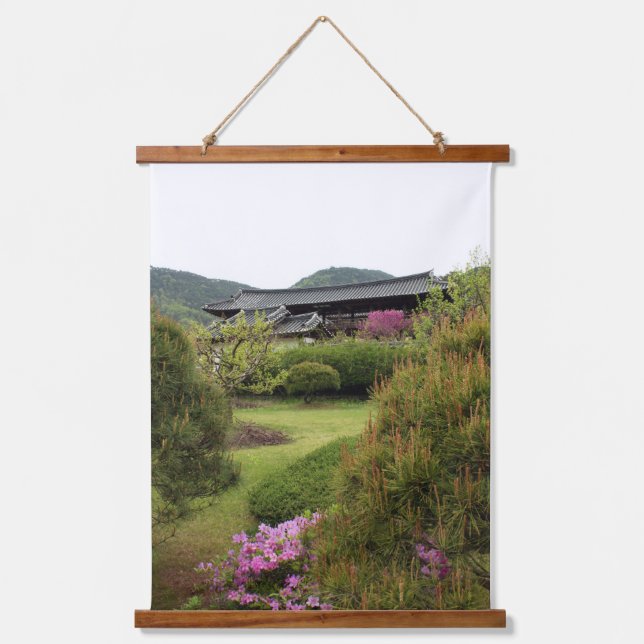 Mit einem Foto von Südkorea, Vertica Wandteppich Mit Holzrahmen (Vorderseite)