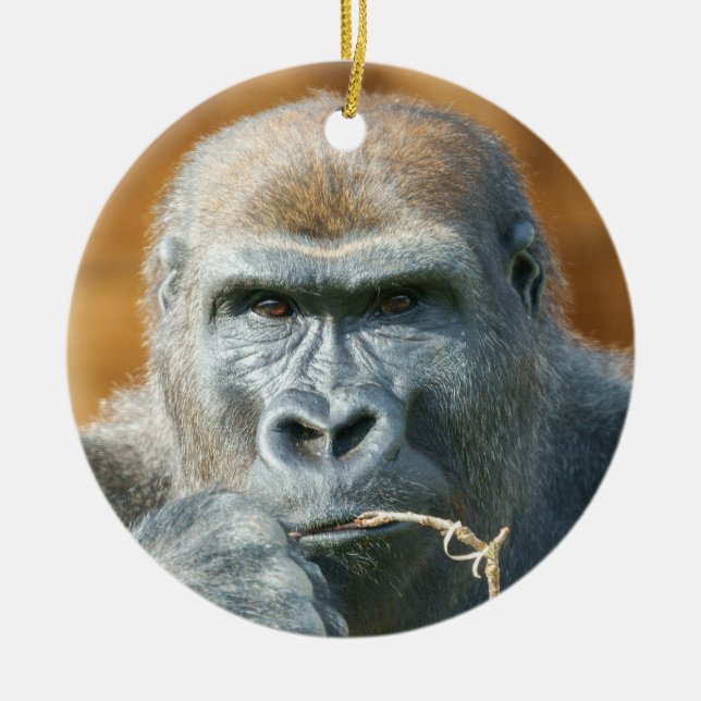 Mit einem Gorilla konfrontiert Keramik Ornament (Vorne)