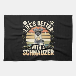Mit einem Schnauzer Retro Hund Lover ist das Leben Geschirrtuch
