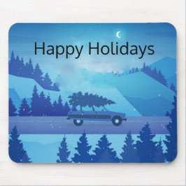 Mit einem Weihnachtsbaum die Straße hinunter fahre Mousepad