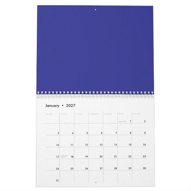 Mit einer Atemberaubenden blauen Mauer verwandeln  Kalender (Jan 2027)