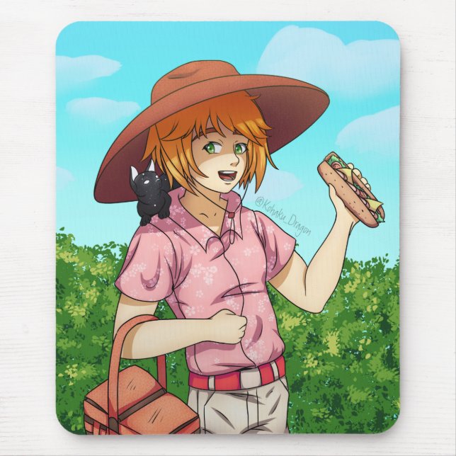 Mit einer Katze zum Picnic gehen Mousepad (Vorne)