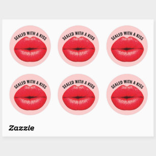 MIT EINER KISSE VERSEHEN, ROTE KISSY-LIPS-STICKER RUNDER AUFKLEBER