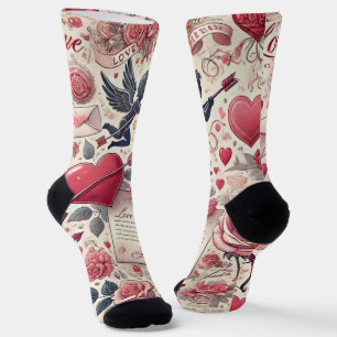 Mit einer Rose unterschrieben Socken