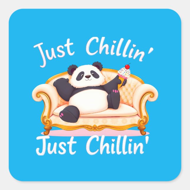 Mit Eis ruhig und einfach Chillin behalten Quadratischer Aufkleber (Vorderseite)
