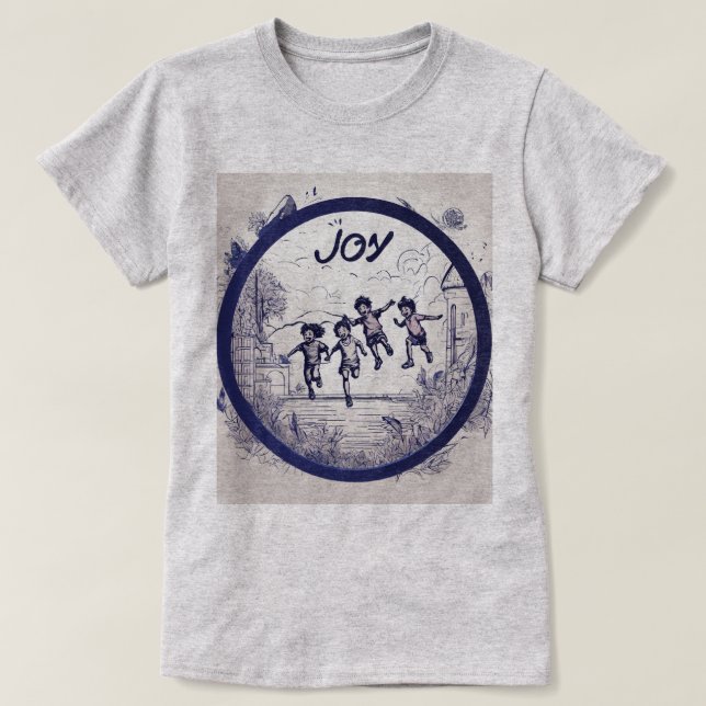 "Mit ewiger Freude: Lebhafter mehrfarbiger T - Shi T-Shirt (Design vorne)