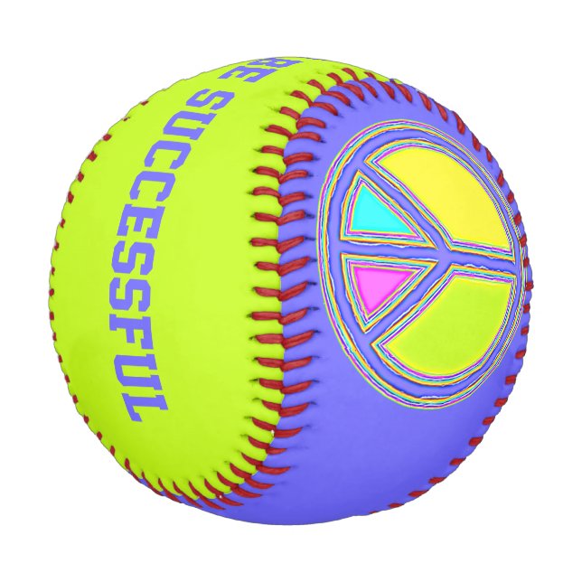 Mit Farben ausgefülltes FRIEDENSzeichen 1 Baseball (Schrägansicht)