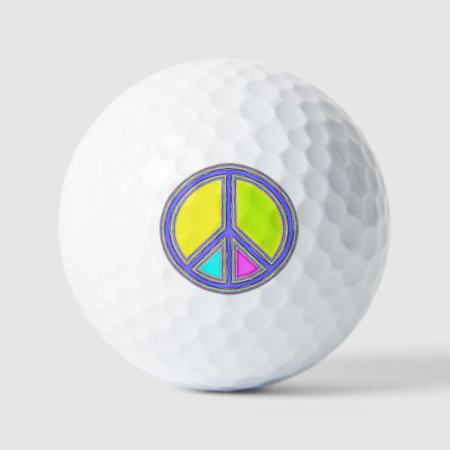 Mit Farben ausgefülltes FRIEDENSzeichen 1 Golfball (Vorderseite)