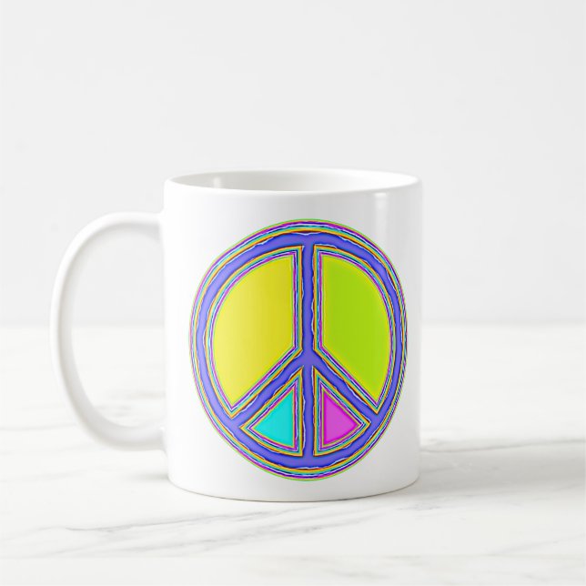 Mit Farben ausgefülltes FRIEDENSzeichen 1 Kaffeetasse (Links)