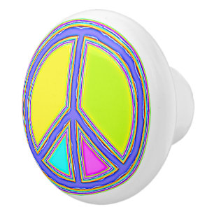 Mit Farben ausgefülltes FRIEDENSzeichen 1 Keramikknauf