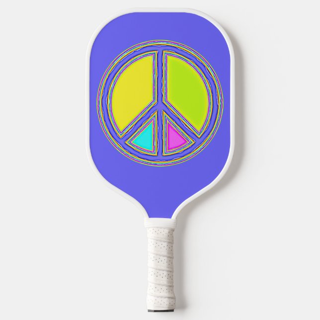 Mit Farben ausgefülltes FRIEDENSzeichen 1 Pickleball Schläger (Vorderseite)