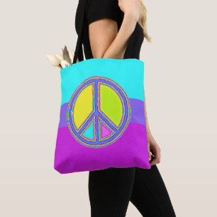 Mit Farben ausgefülltes FRIEDENSzeichen 1 Tasche