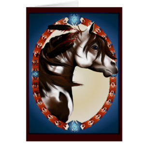 Mit Federn versehene Farben-Pferdekarte