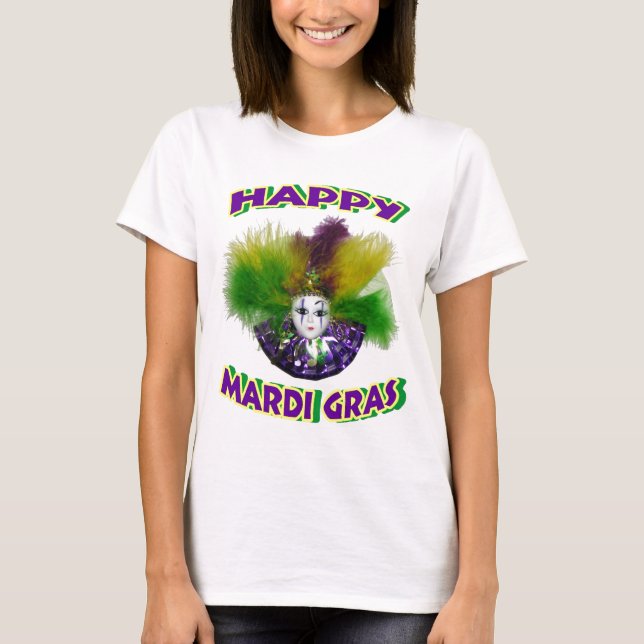 Mit Federn versehene Karneval-Maske T-Shirt (Vorderseite)