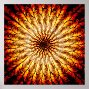 Mit Federn versehene Sun-Mandala Poster