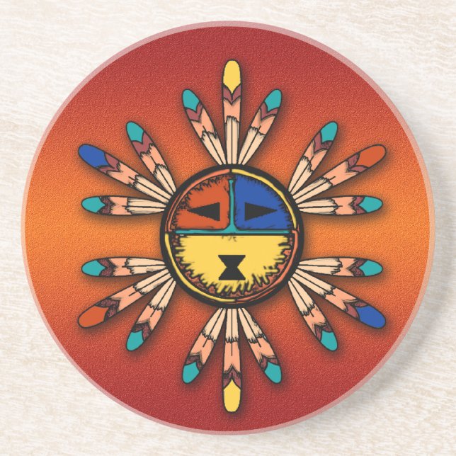 Mit Federn versehenes Katsina Sun stellen Untersetzer (Vorne)