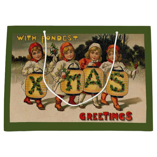 Mit Fondest Xmas Greetings Große Geschenktüte (Vorderseite)